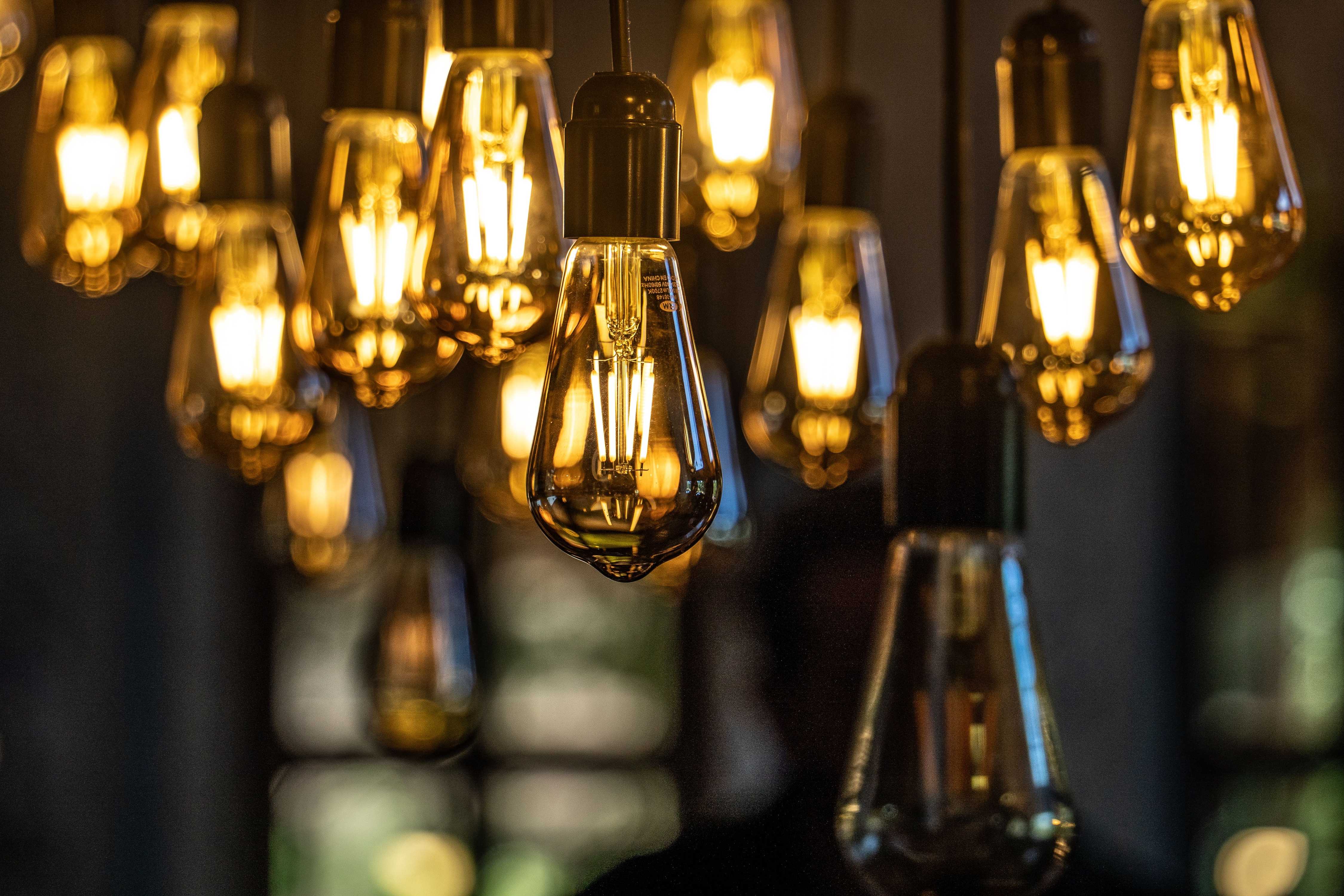 array of lighting bulbs